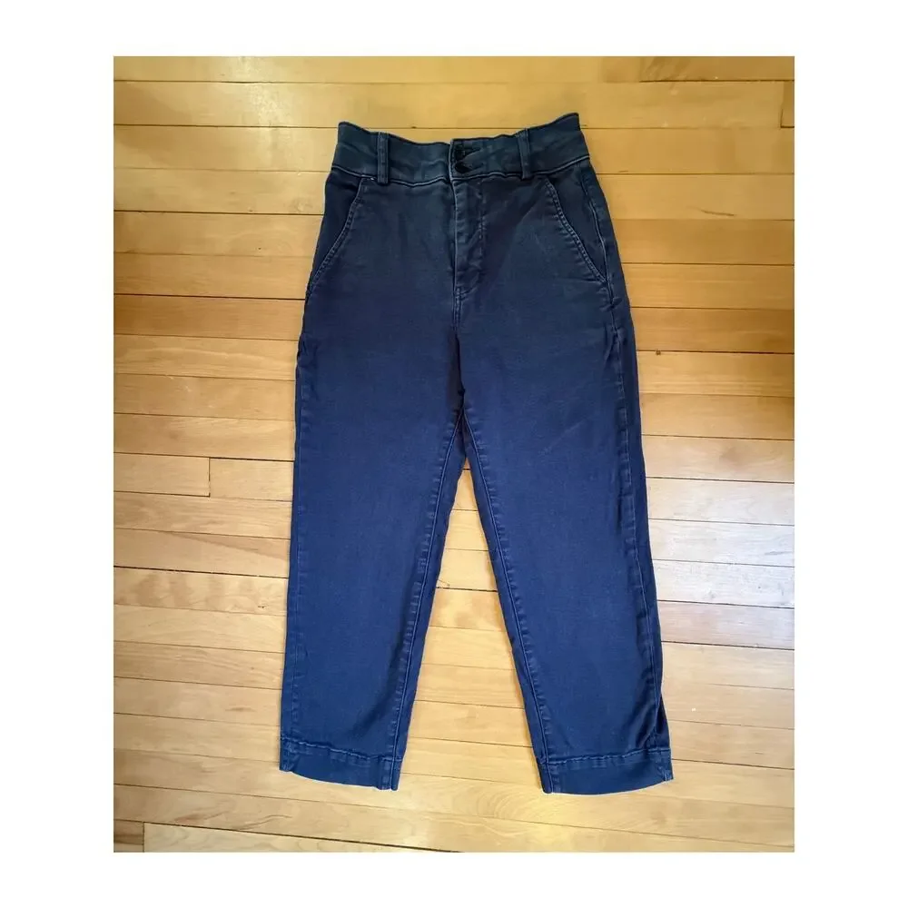 Everlane The Utility Barrel Pant Size 0 Blue High Rise Tapered Ankle EUC - Picture 2 of 6